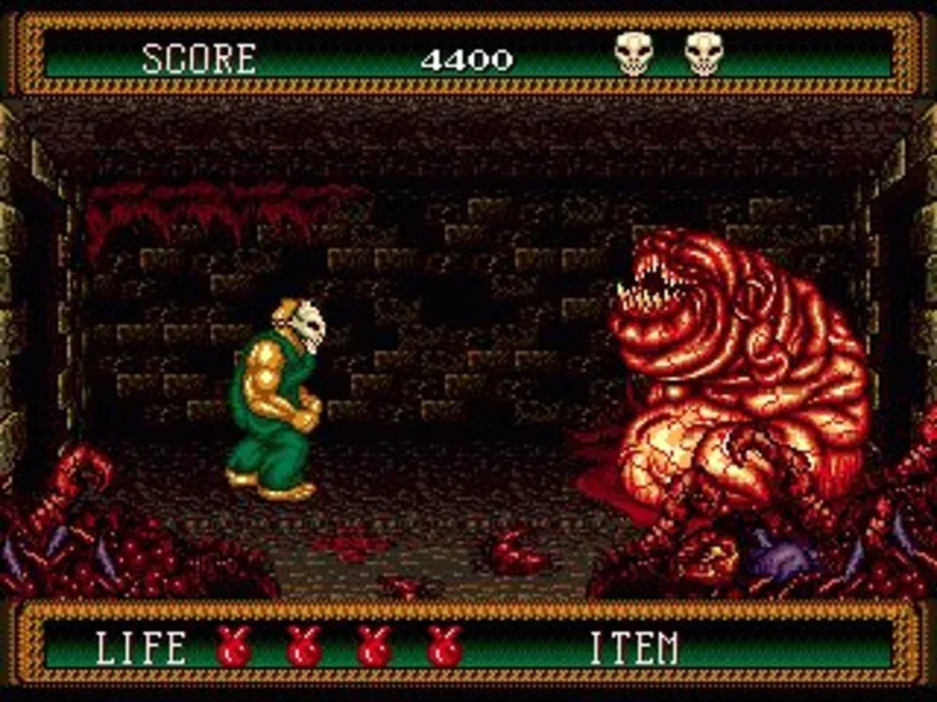 A screenshot of gameplay from Splatterhouse 2