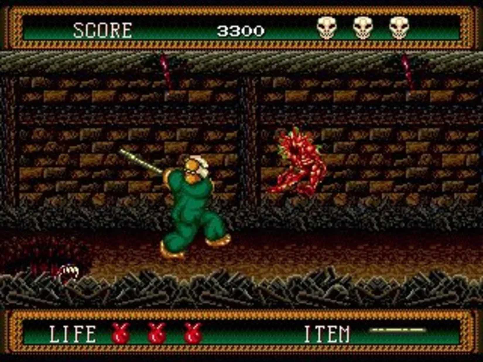 Una captura de pantalla del juego de Splatterhouse 2
