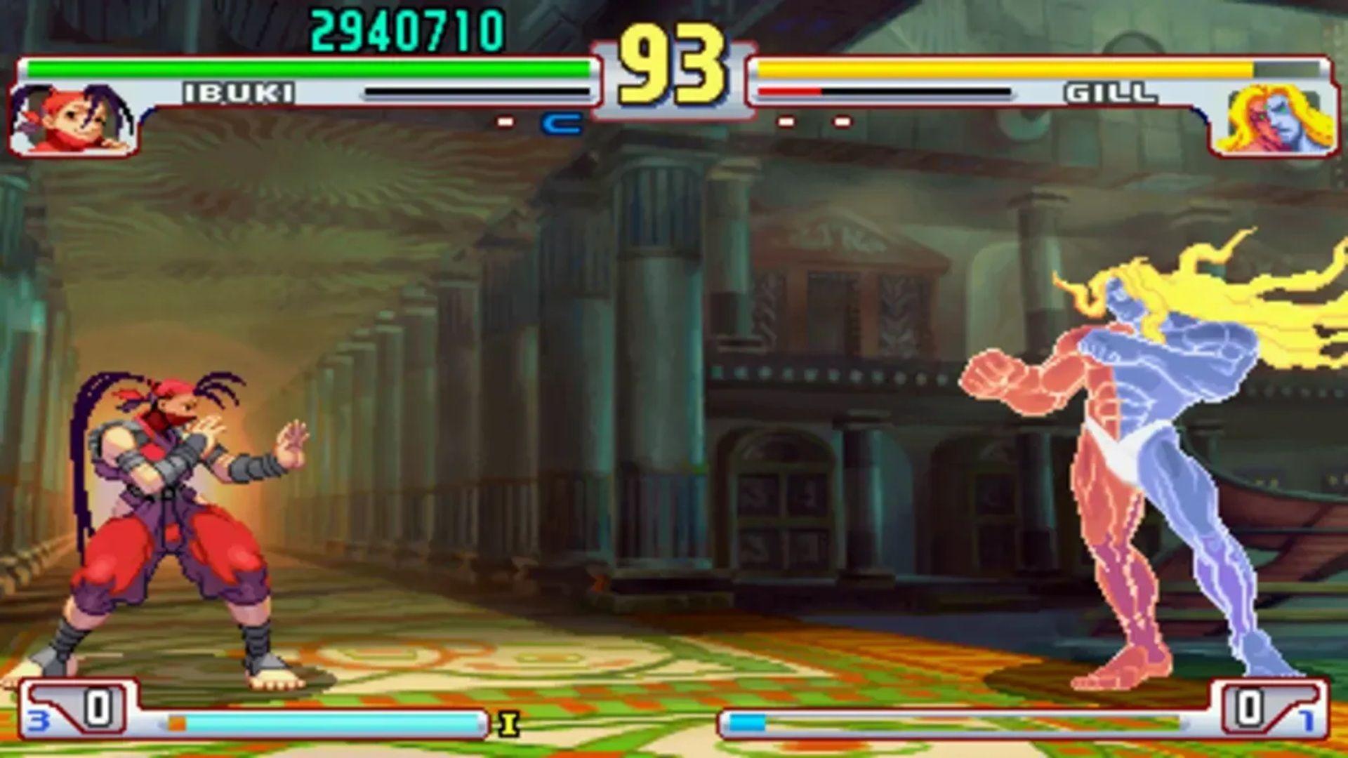 A screenshot of gameplay from Street Fighter III: Third Strike