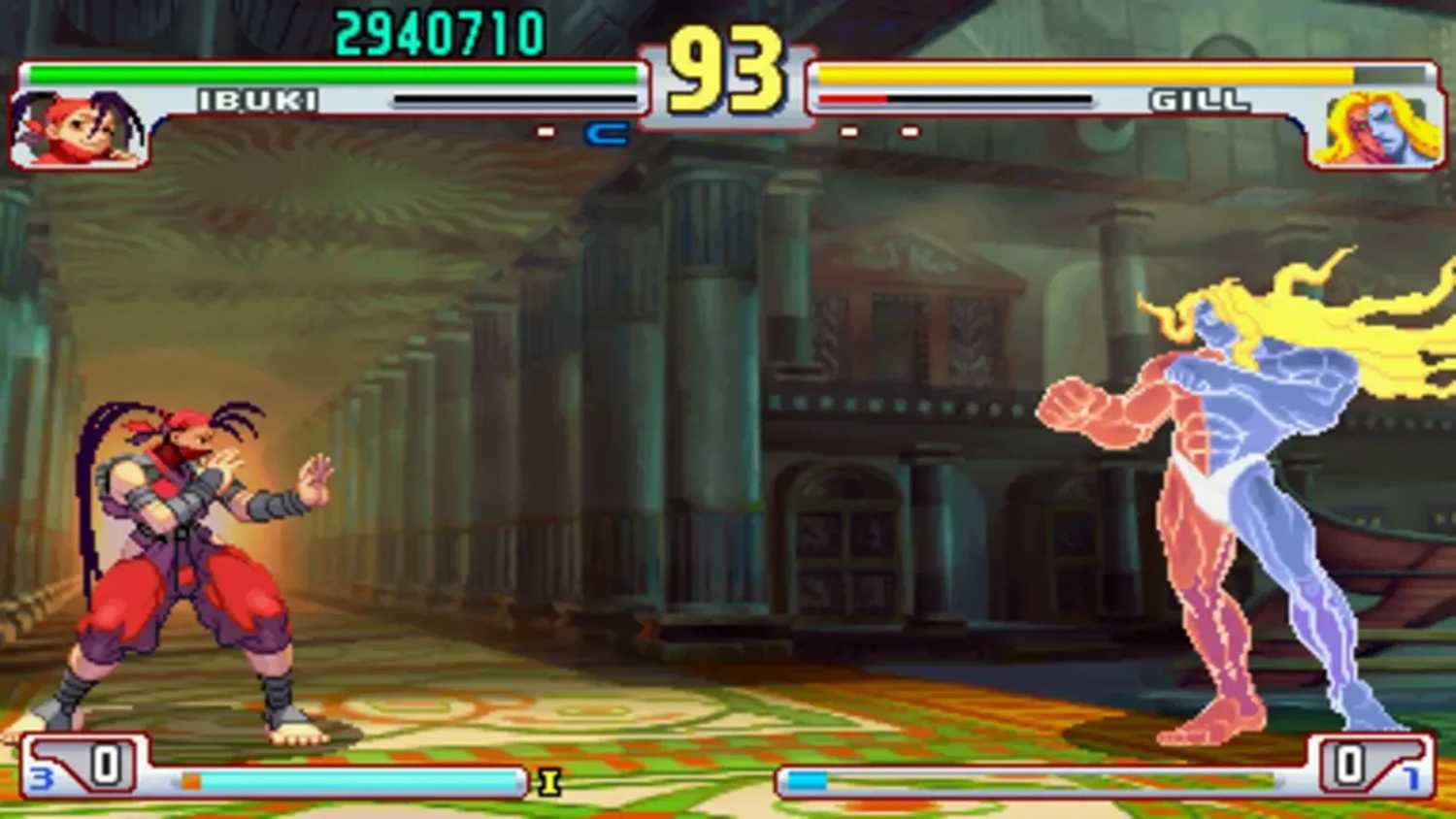 A screenshot of gameplay from Street Fighter III: Third Strike