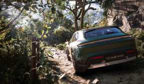 A Porsche Taycan Turbo S in Hawaii in Test Drive Unlimited Solar Crown.