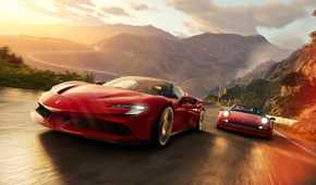 Two Ferraris racing in Hawaii in The Crew: Motorfest.