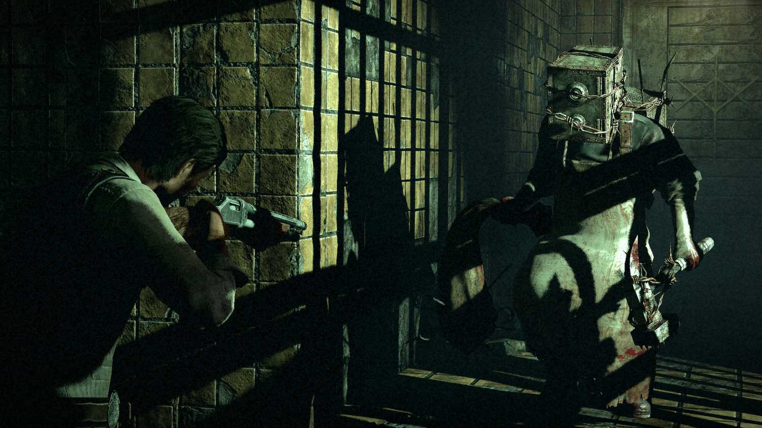 Sebastian facing The Keeper in The Evil Within.