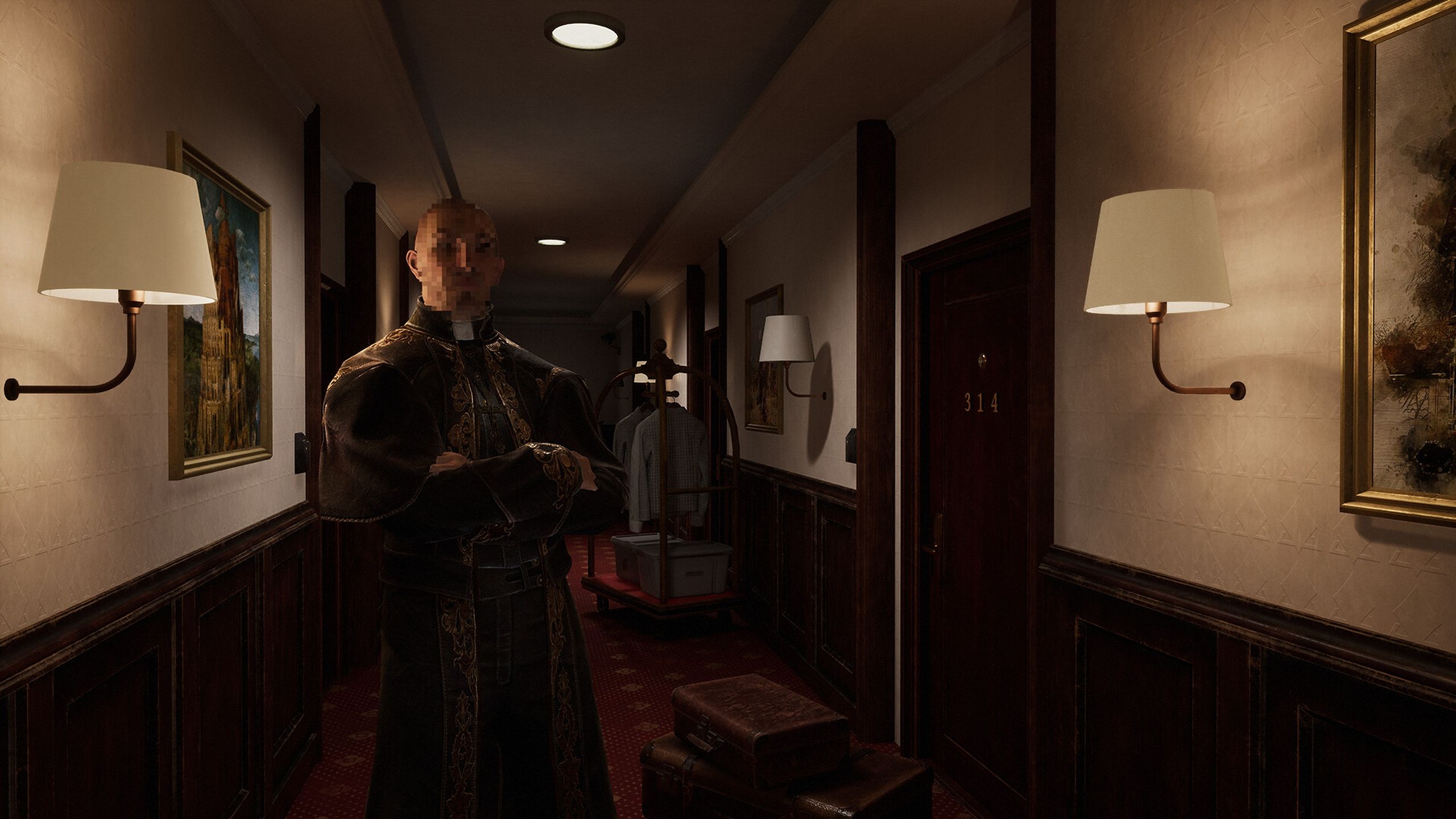 An NPC in a hotel corridor in The Inn-Sanity.