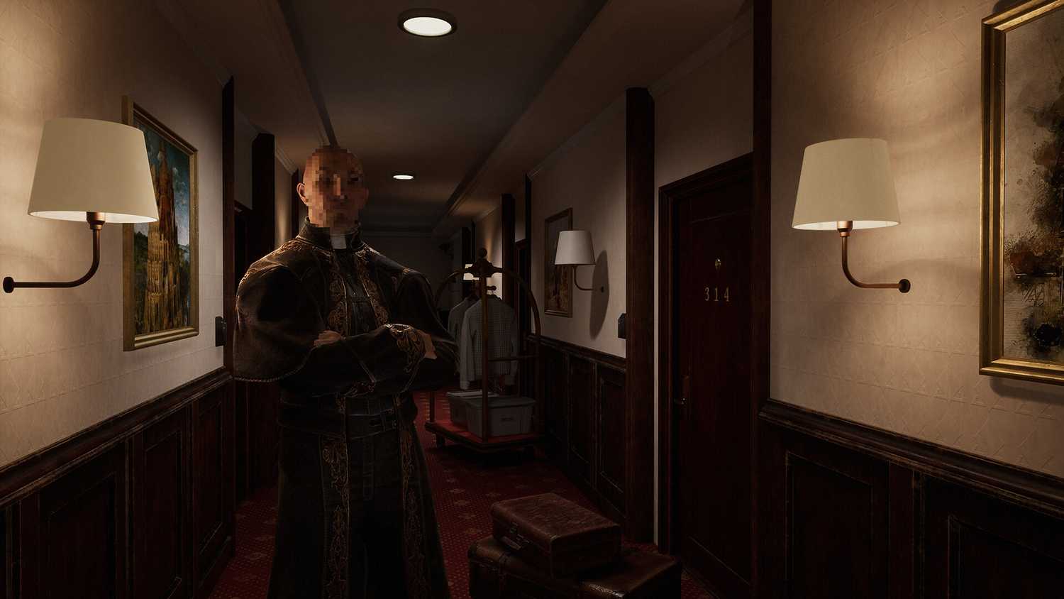 An NPC in a hotel corridor in The Inn-Sanity.