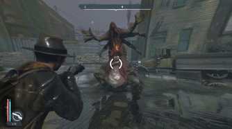 Charles Reed fighting a Lovecraftian monster in The Sinking City Remastered.
