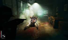 Aiming a shotgun at a Lovecraftian monster emerging from the ground in The Sinking City Remastered.