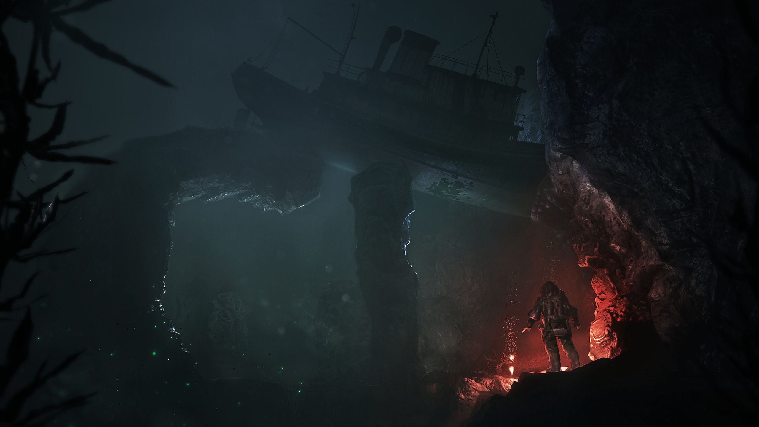 An underwater cave in The Sinking City Remastered.