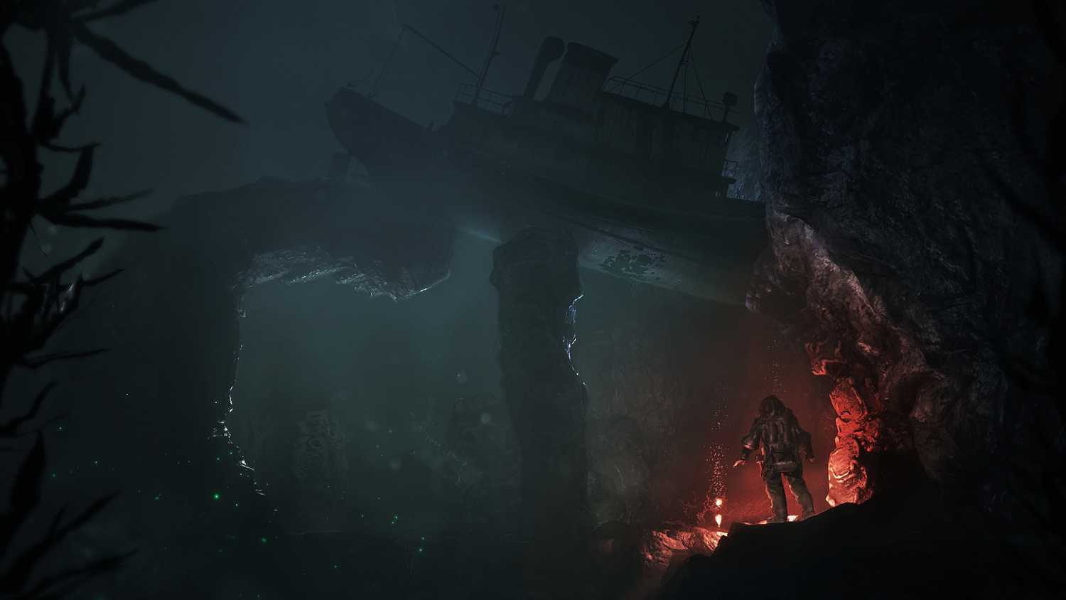 An underwater cave in The Sinking City Remastered.