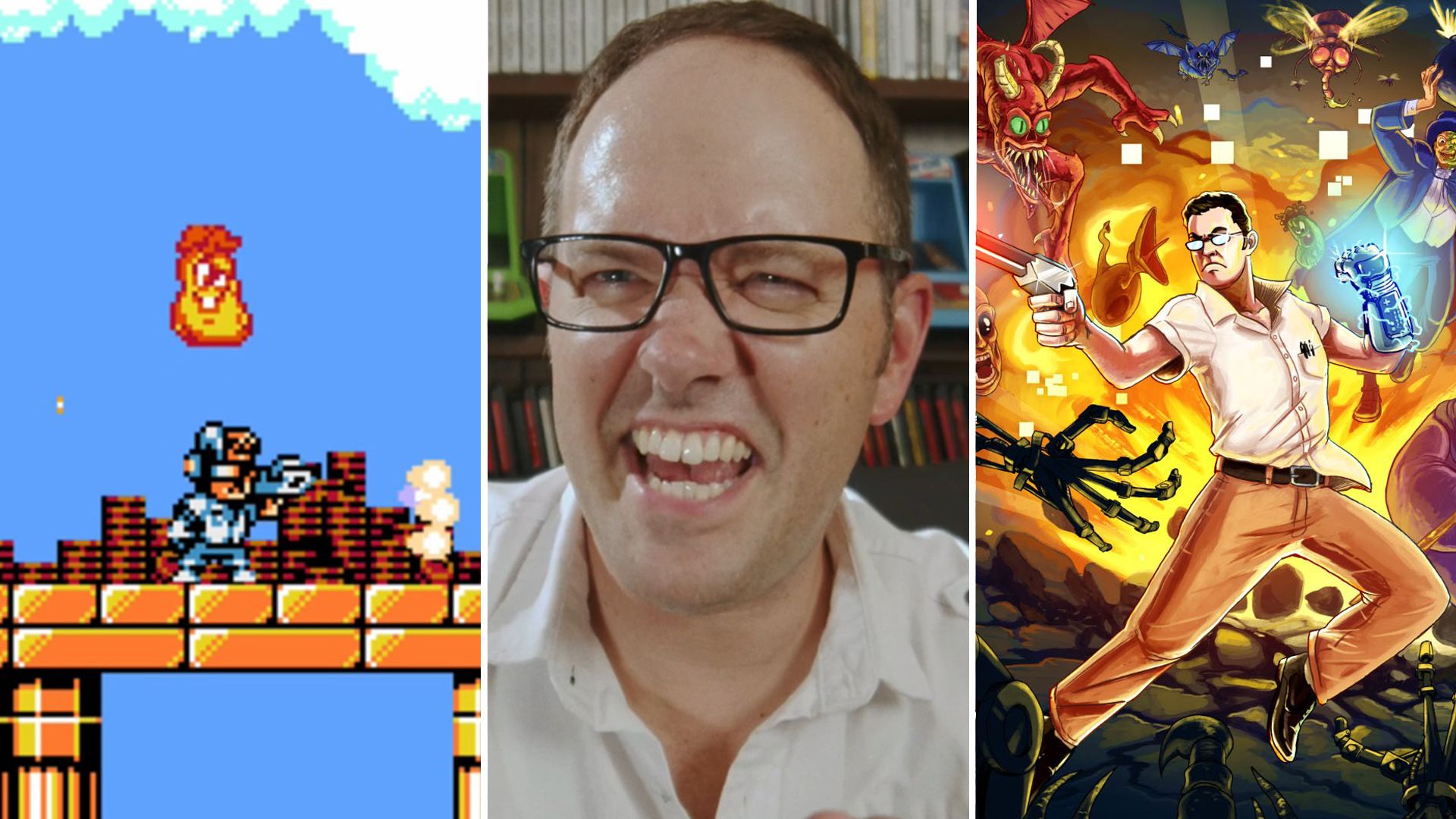 A combination of the Angry Video Game Nerd 8-Bit game and characters