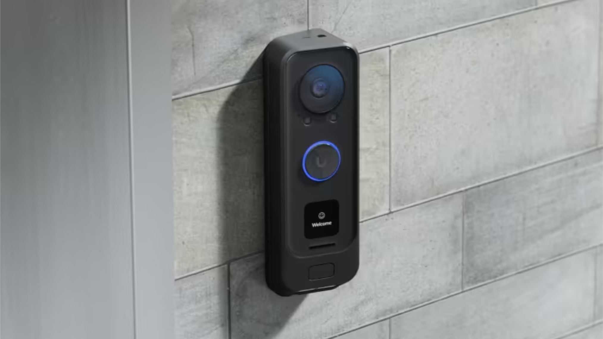 ubiquiti g4 video doorbell mounted on a wall
