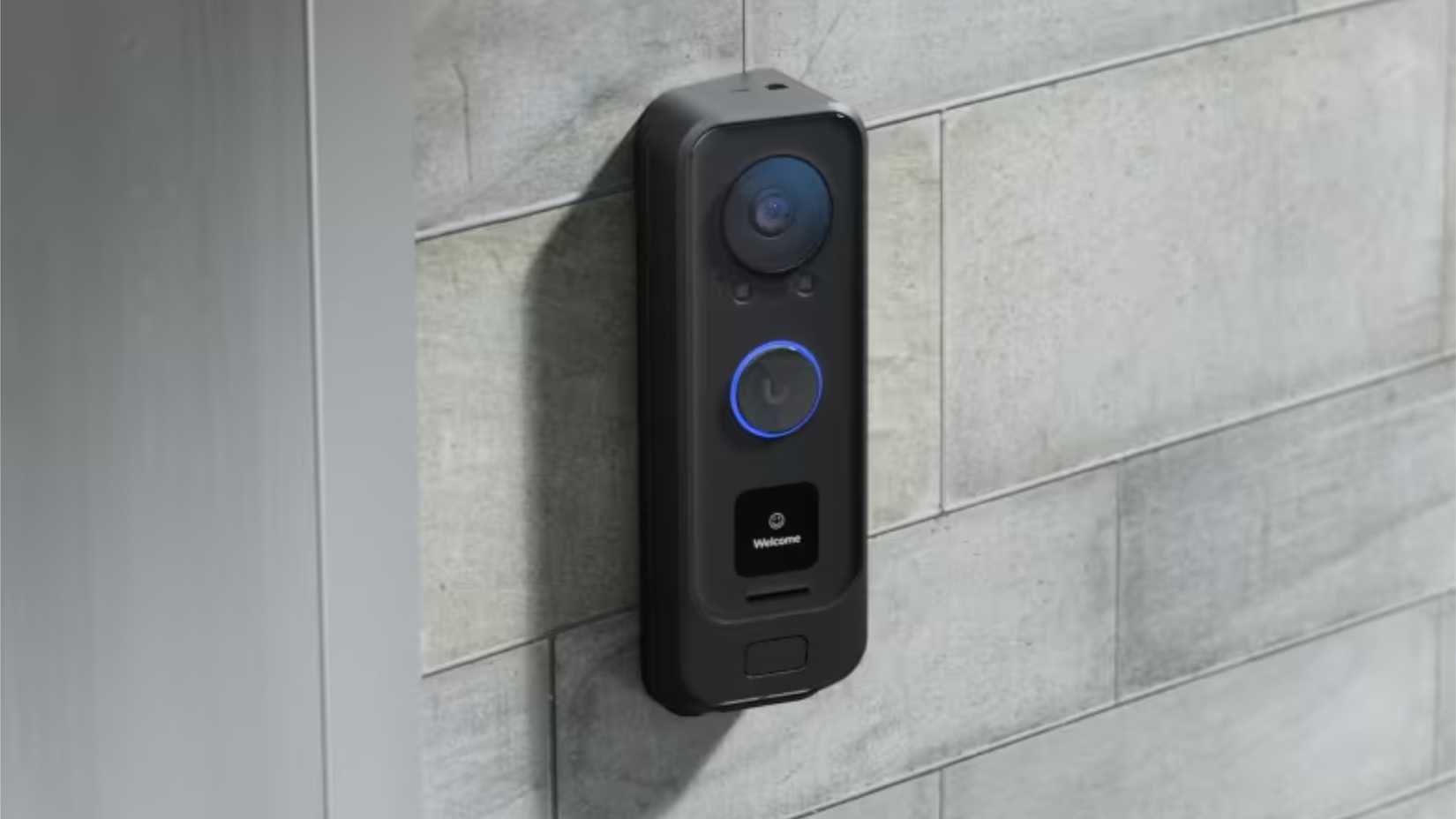 ubiquiti g4 video doorbell mounted on a wall