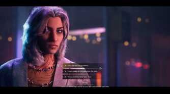 Phyre's conversational options in Vampire: The Masquerade – Bloodlines 2.