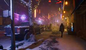Walking in Seattle at night in Vampire: The Masquerade – Bloodlines 2.
