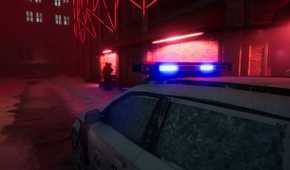 A police car and its flashing lights in Vampire: The Masquerade – Bloodlines 2.