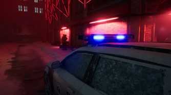 A police car and its flashing lights in Vampire: The Masquerade – Bloodlines 2.