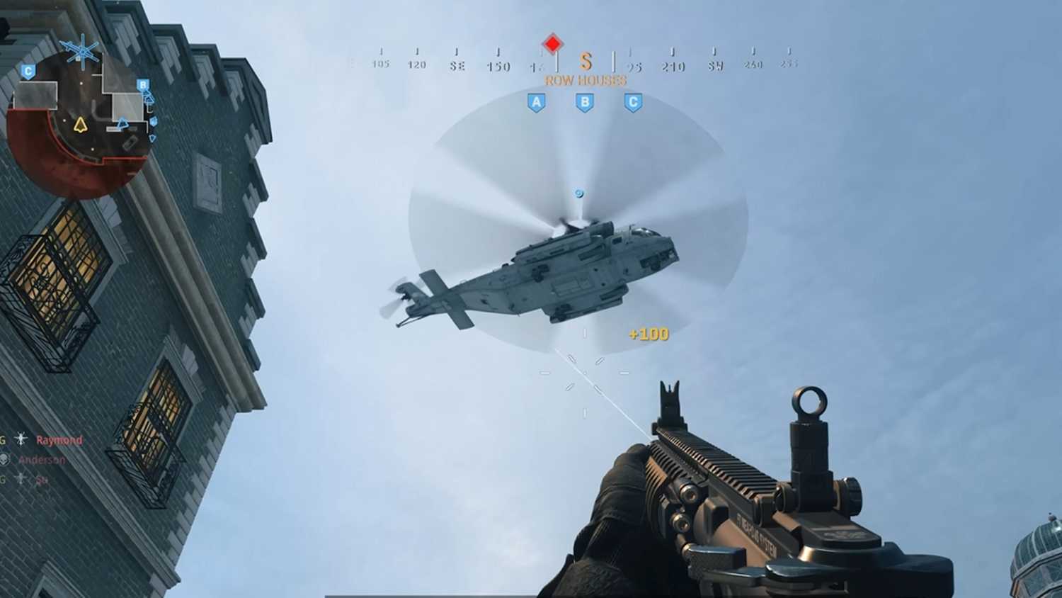 A screenshot of a helicopter killstreak in Call of Duty: Modern Warfare
