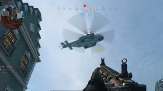 A screenshot of a helicopter killstreak in Call of Duty: Modern Warfare