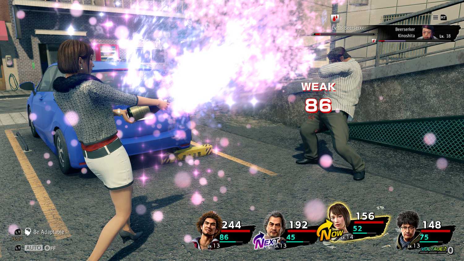 A turn-based battle in Yakuza: Like a Dragon