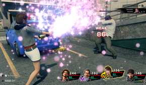 A turn-based battle in Yakuza: Like a Dragon