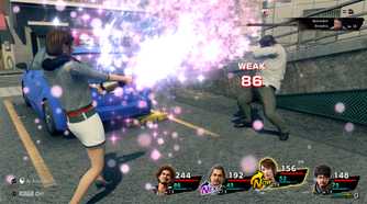 A turn-based battle in Yakuza: Like a Dragon