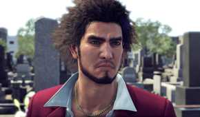 Ichiban Kasuga at a graveyard in Yakuza: Like a Dragon