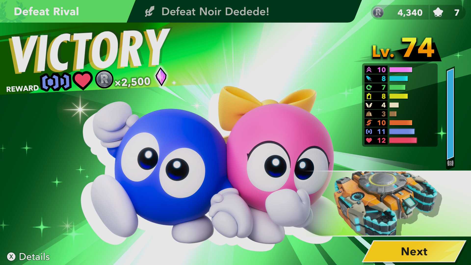Winning a stadium challenge in Kirby Air Riders' Road Trip mode