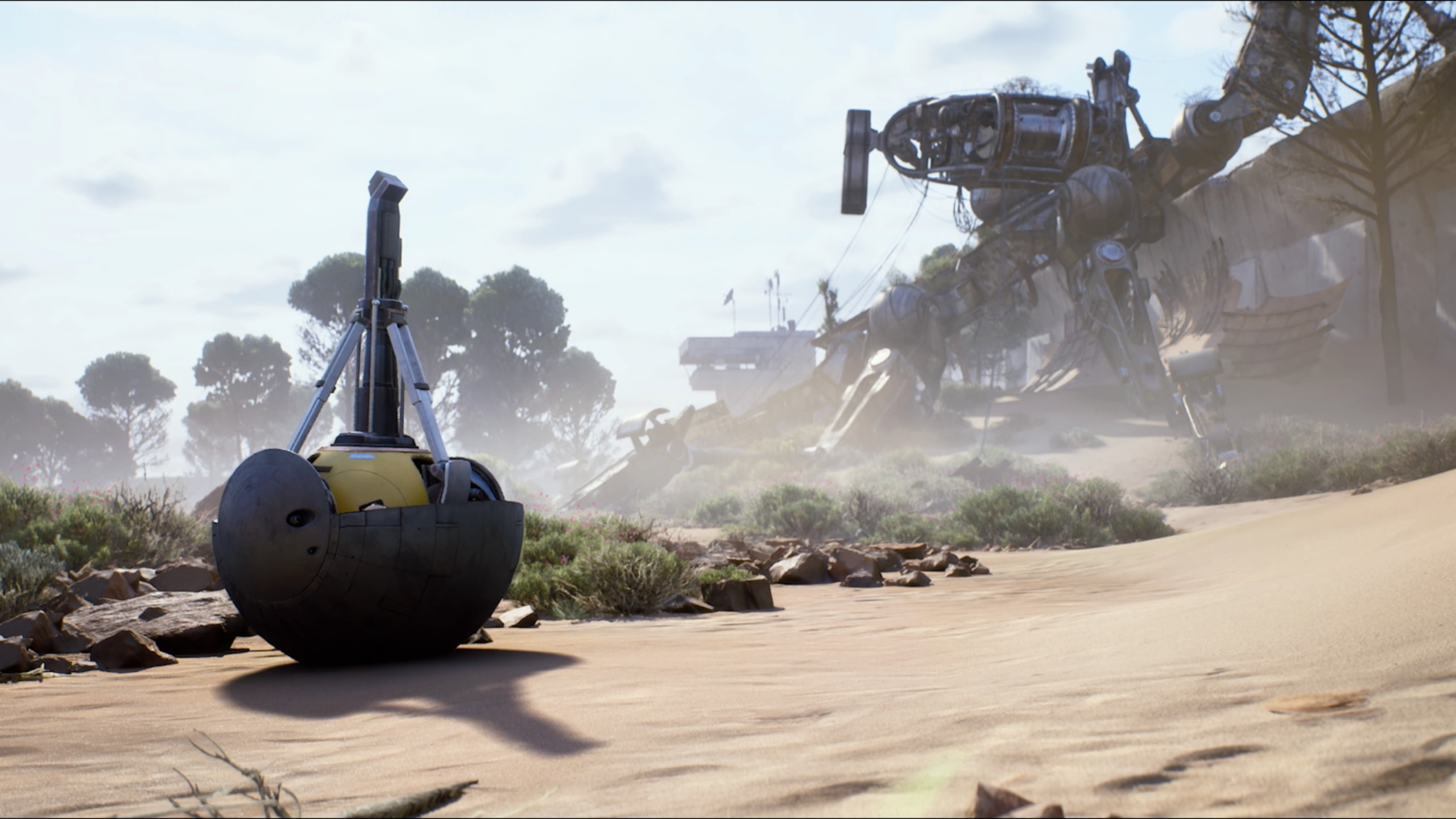 A surveyor next to a Baron husk in Arc Raiders.
