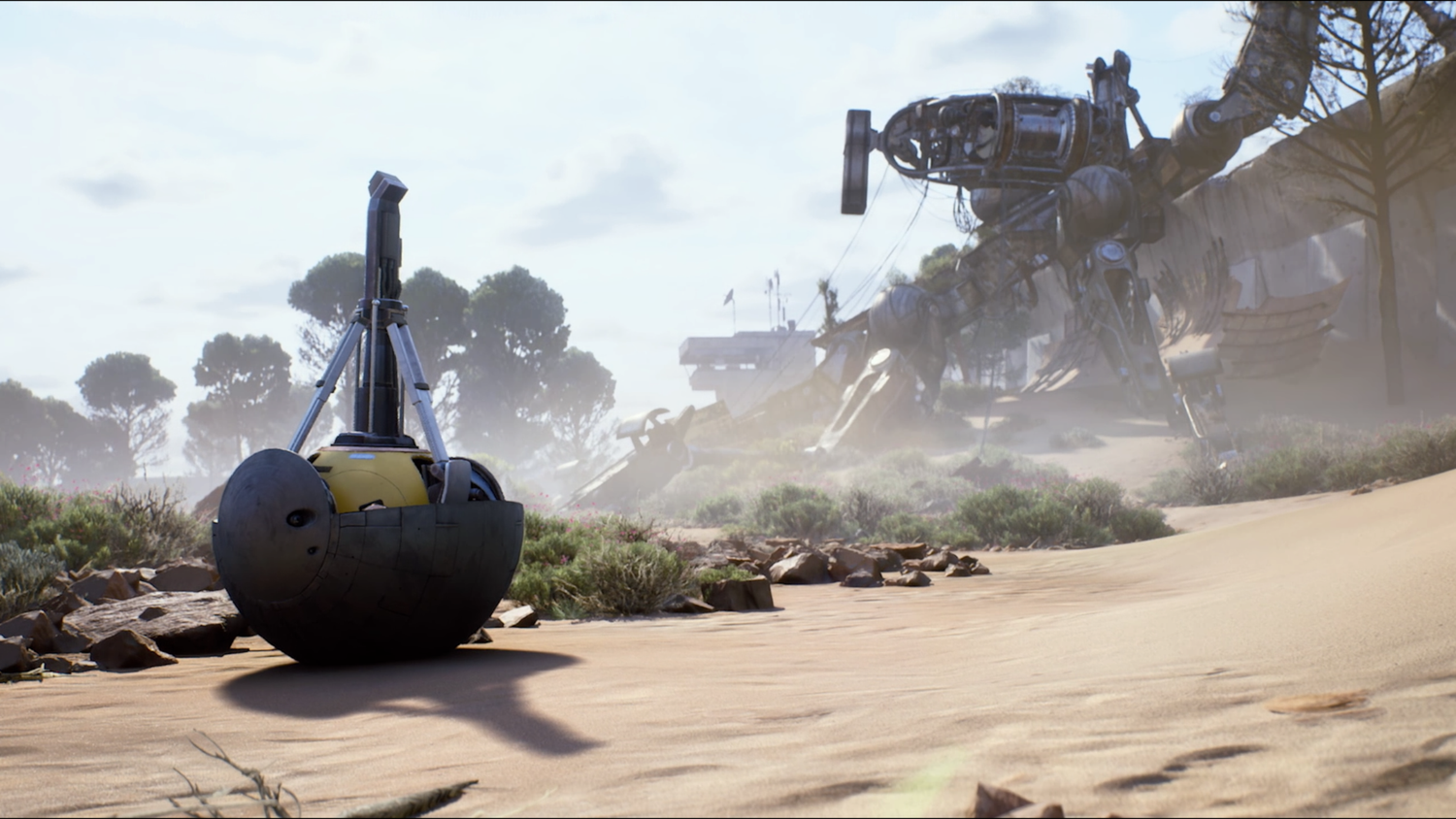 A surveyor next to a Baron husk in Arc Raiders.