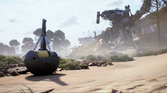 A surveyor next to a Baron husk in Arc Raiders.