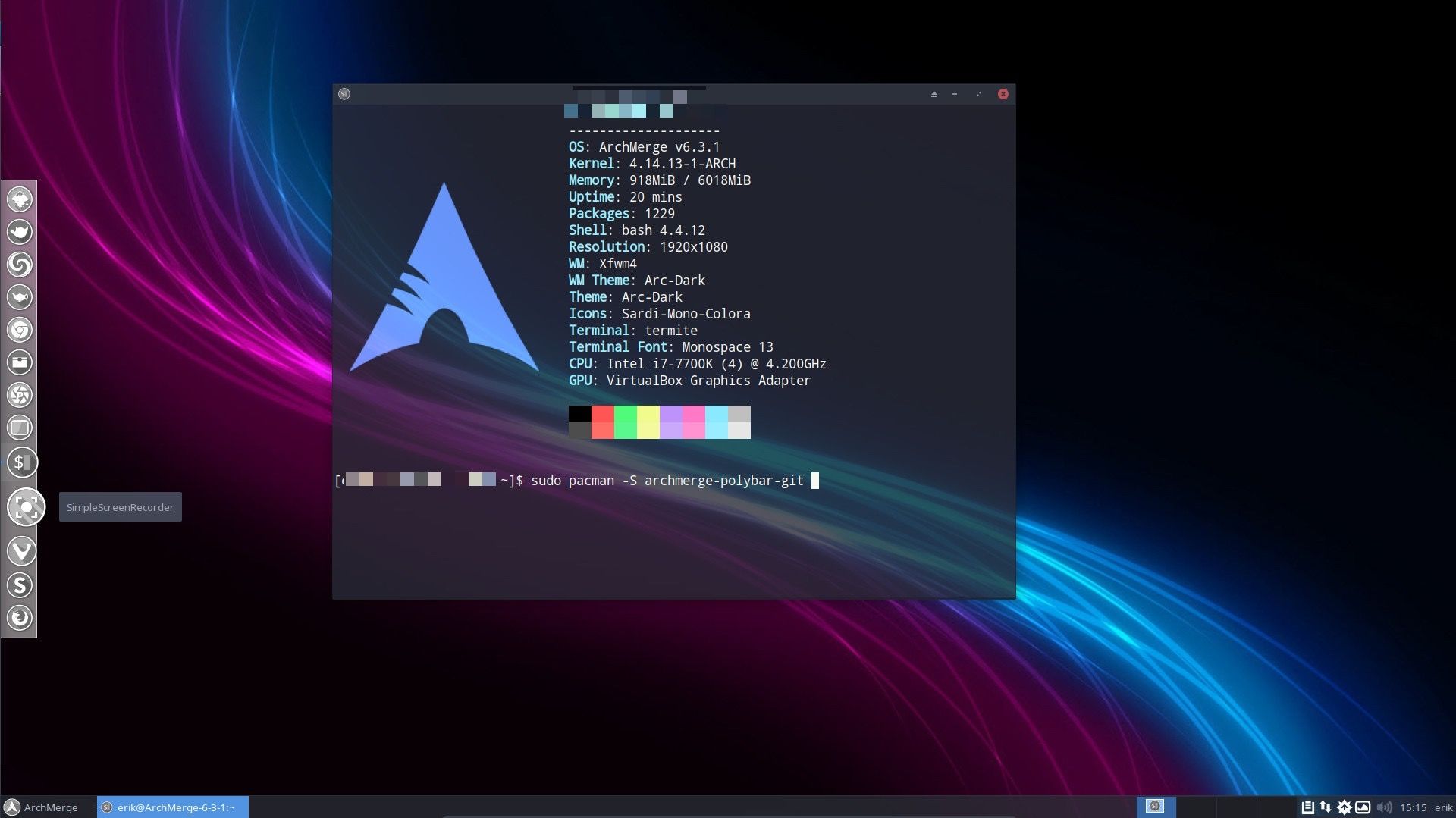 archmerge polybar installation
