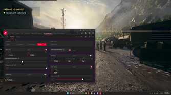 A screenshot of BF6 with some GPU metrics