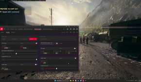 A screenshot of BF6 with AMD's adrenalin software open in the foreground