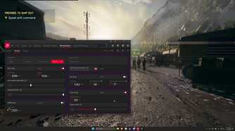 A screenshot of BF6 with AMD's adrenalin software open in the foreground
