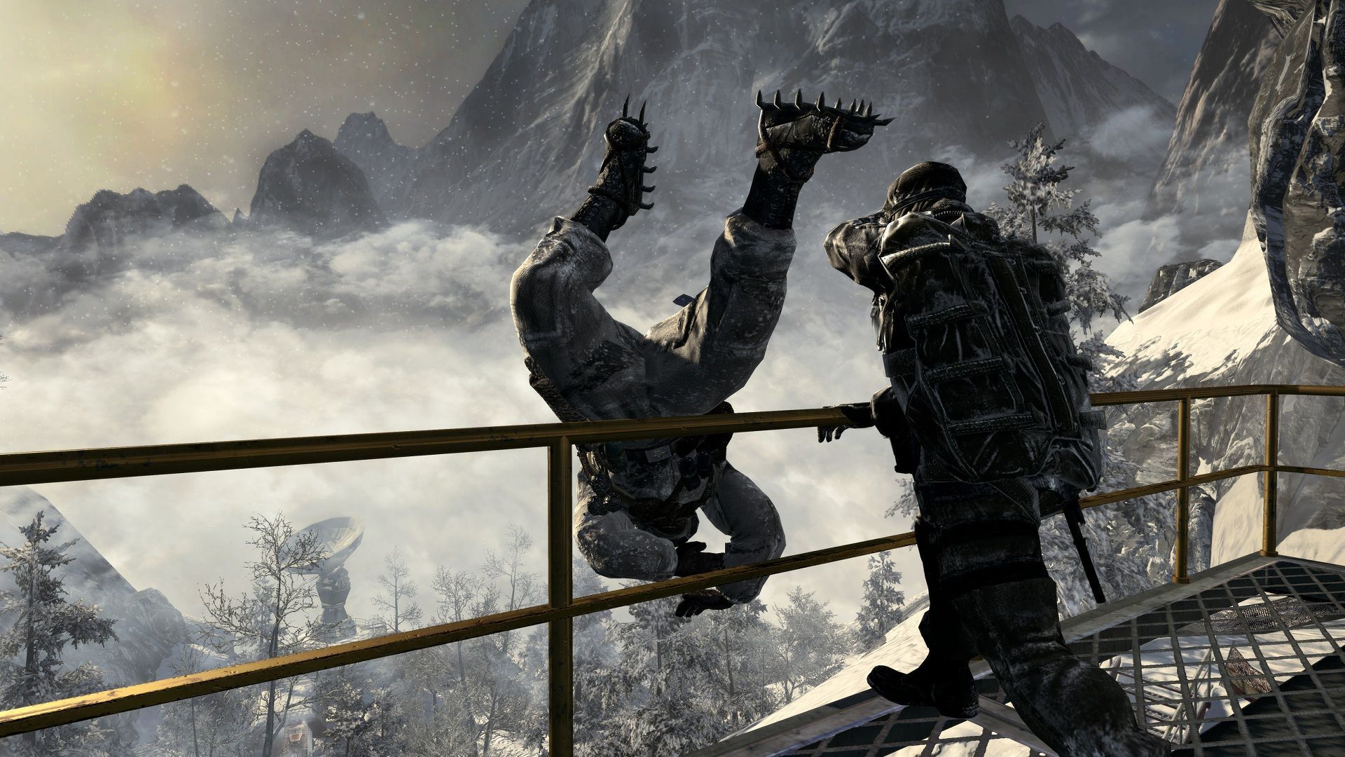 Throwing a soldier over a ledge in Call of Duty: Black Ops
