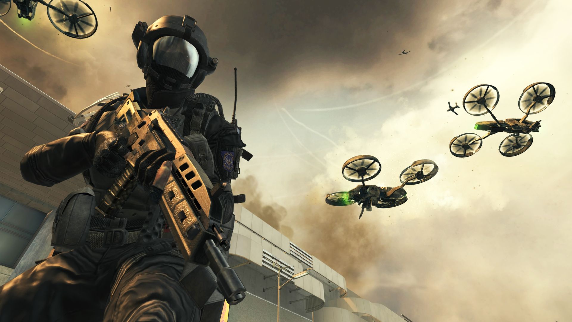 A player stands under some drones in Call of Duty: Black Ops 2