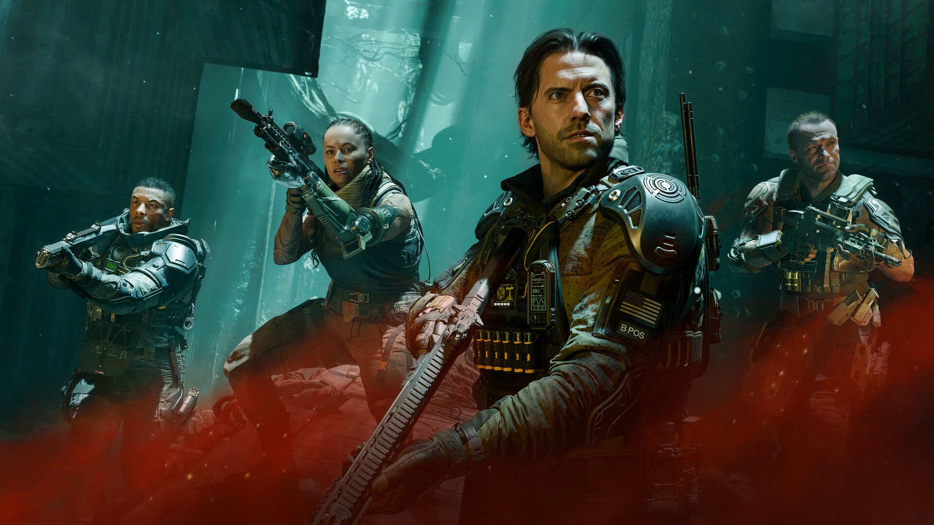 Soldiers stand as they are overtaken by gas in Call of Duty: Black Ops 7
