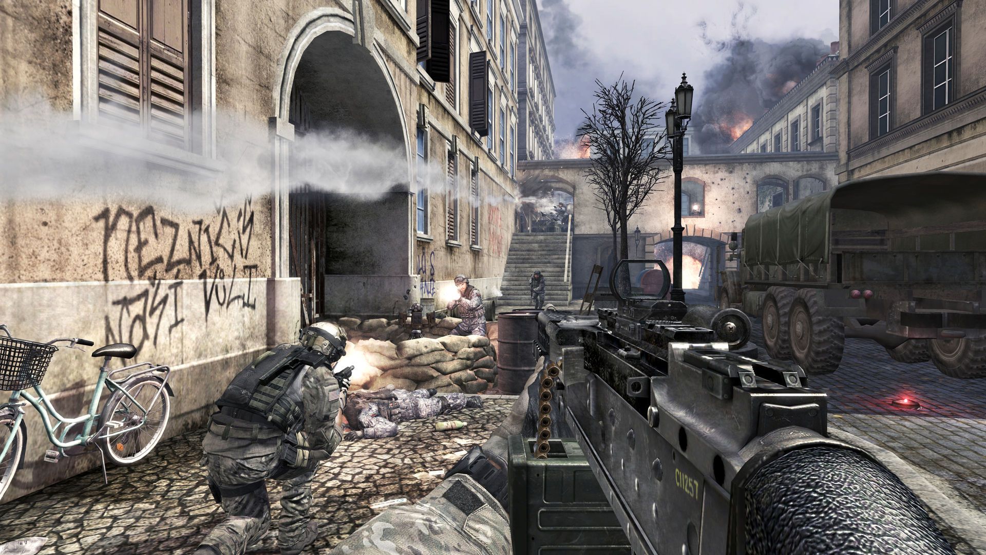 A multiplayer shootout in Call of Duty: Modern Warfare 3.
