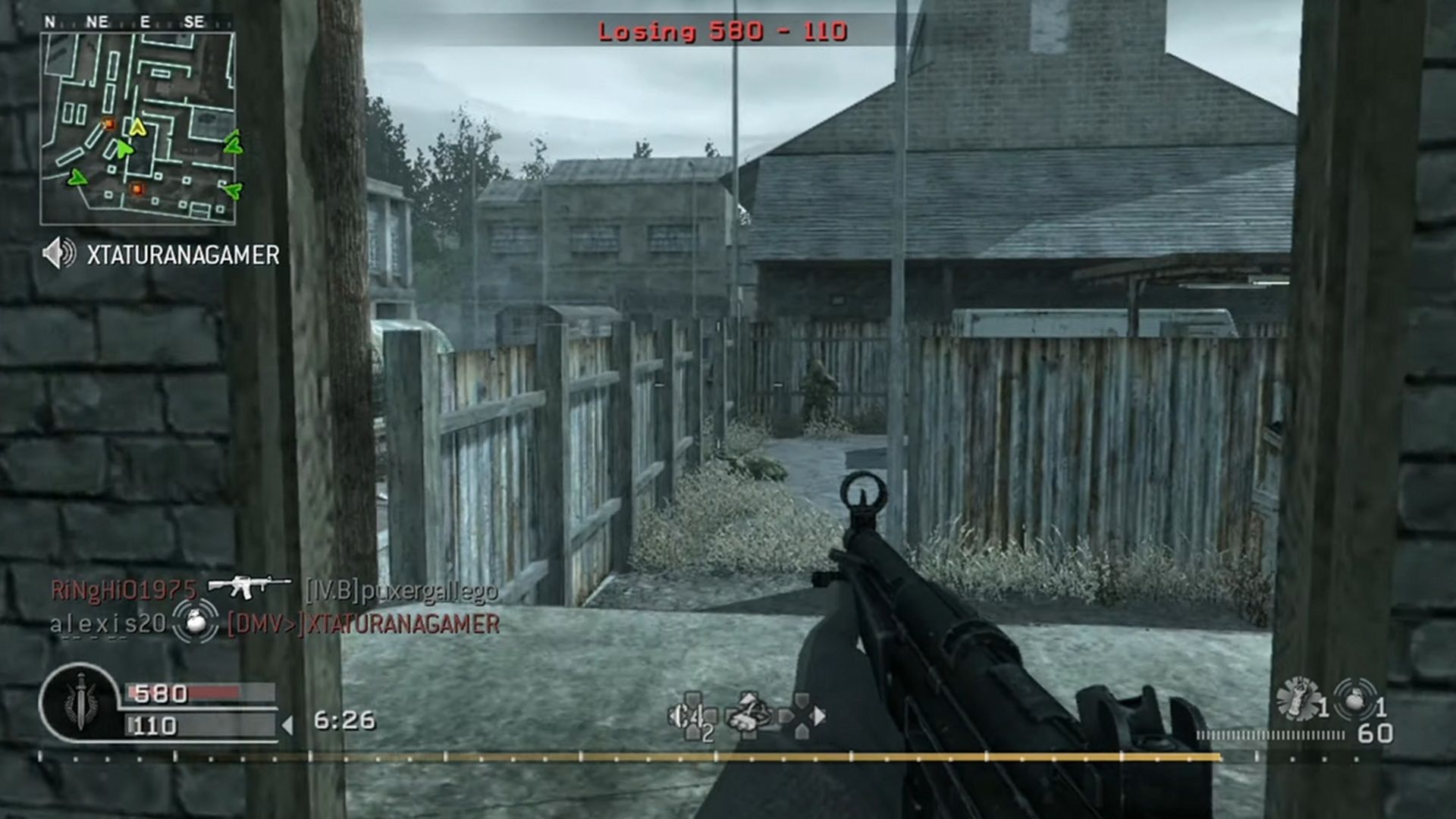 A screenshot of multiplayer gameplay from Call of Duty 4: Modern Warfare
