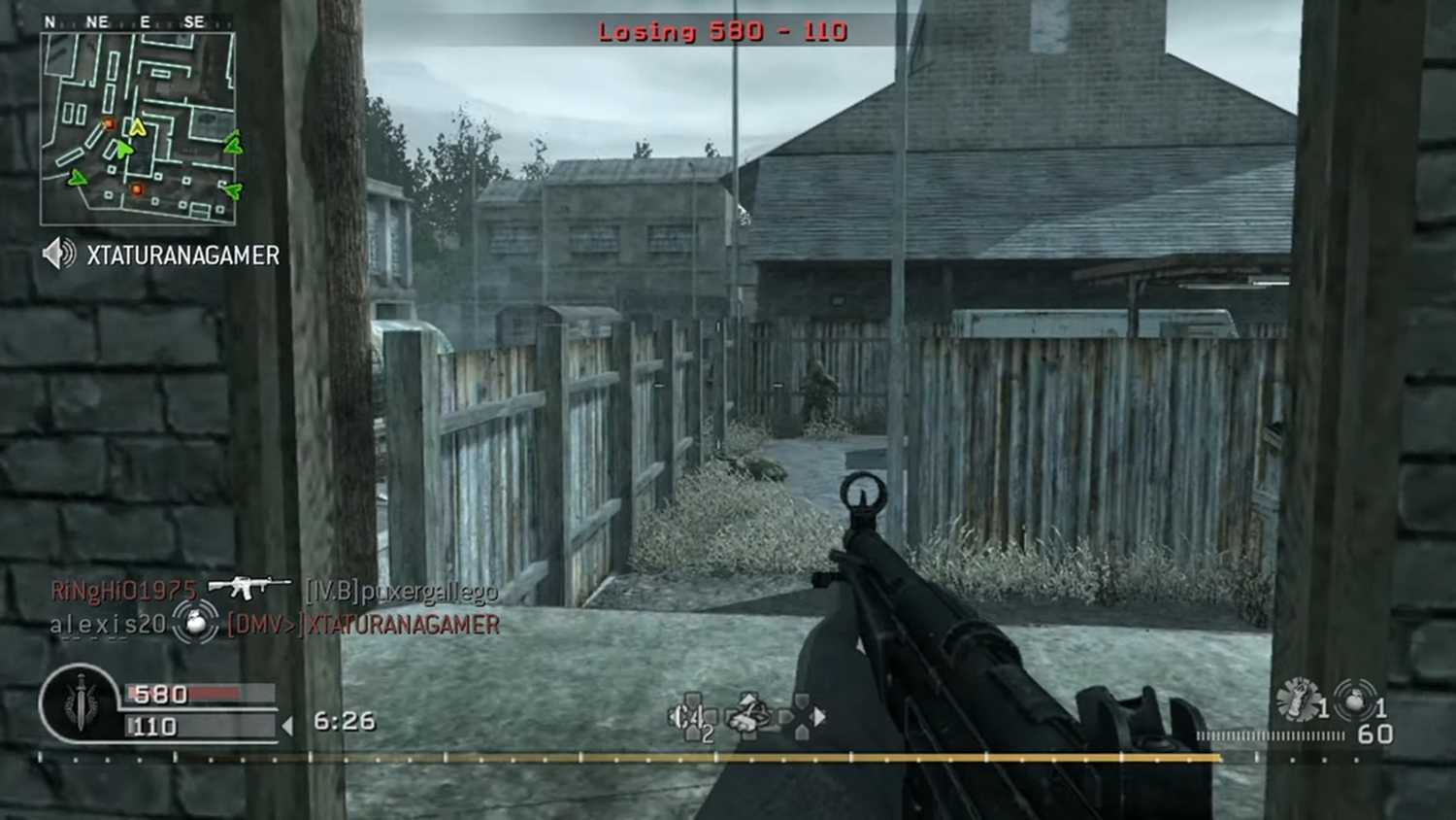 A screenshot of multiplayer gameplay from Call of Duty 4: Modern Warfare