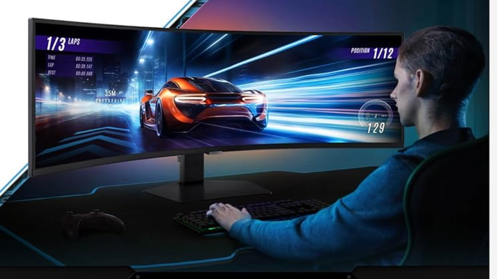 Human game on Samsung G95C monitor 