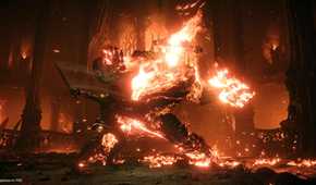 Fighting the Flamelurker in Demon's Souls (2020).