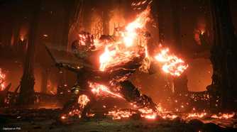 Fighting the Flamelurker in Demon's Souls (2020).