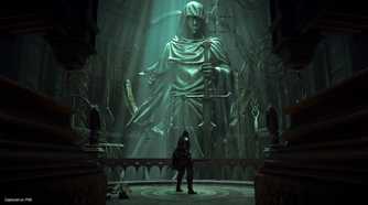 Maiden in Black's statue in Demon's Souls (2020).