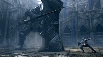 The Tower Knight boss fight in Demon's Souls.