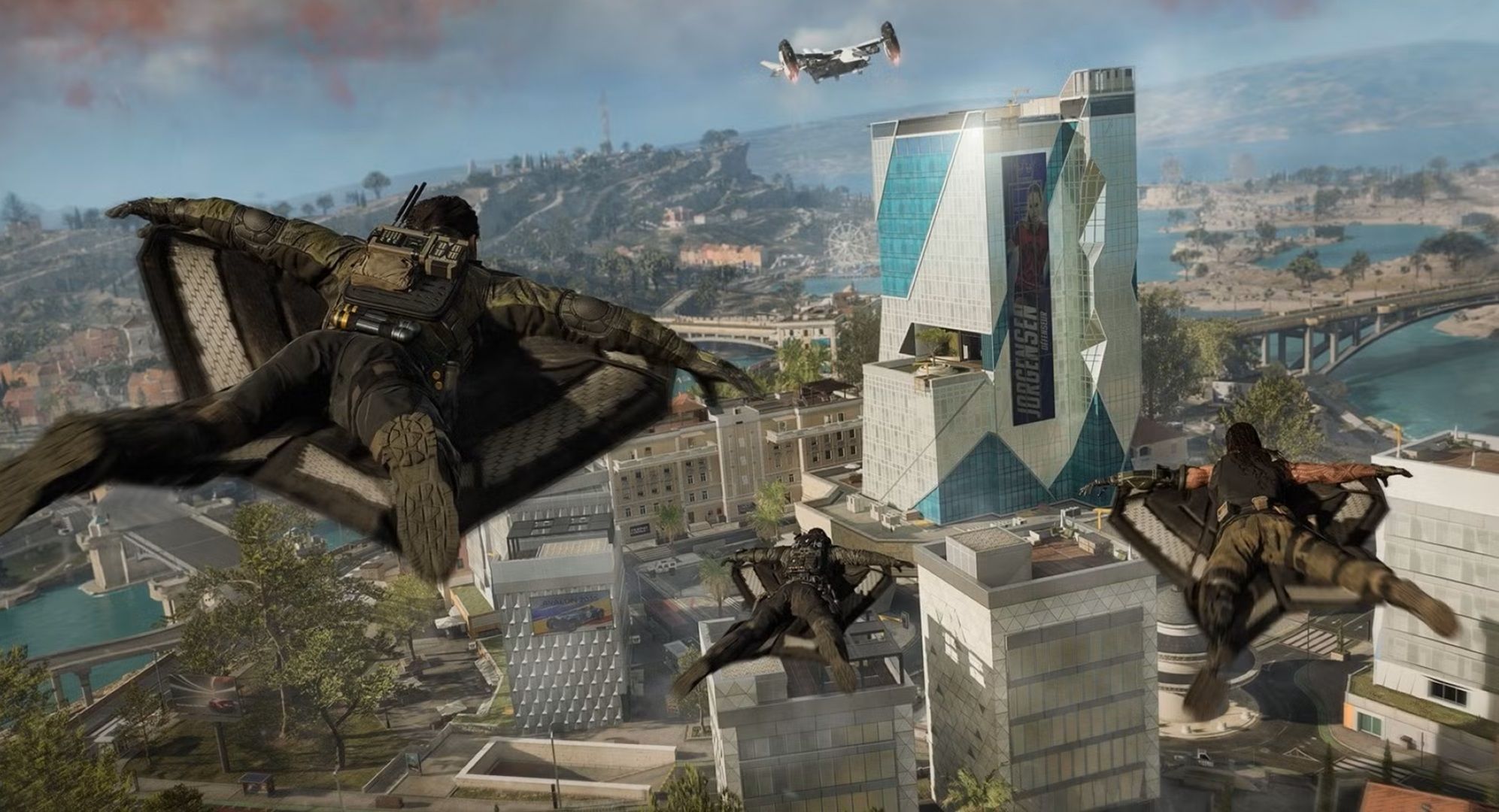 Operators using wingsuits in Endgame mode for Call of Duty: Black Ops 7