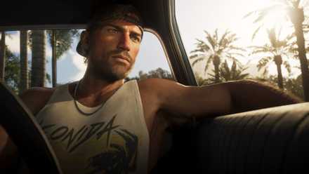 Jason Duval driving a car and looking out of the window in Grand Theft Auto VI.
