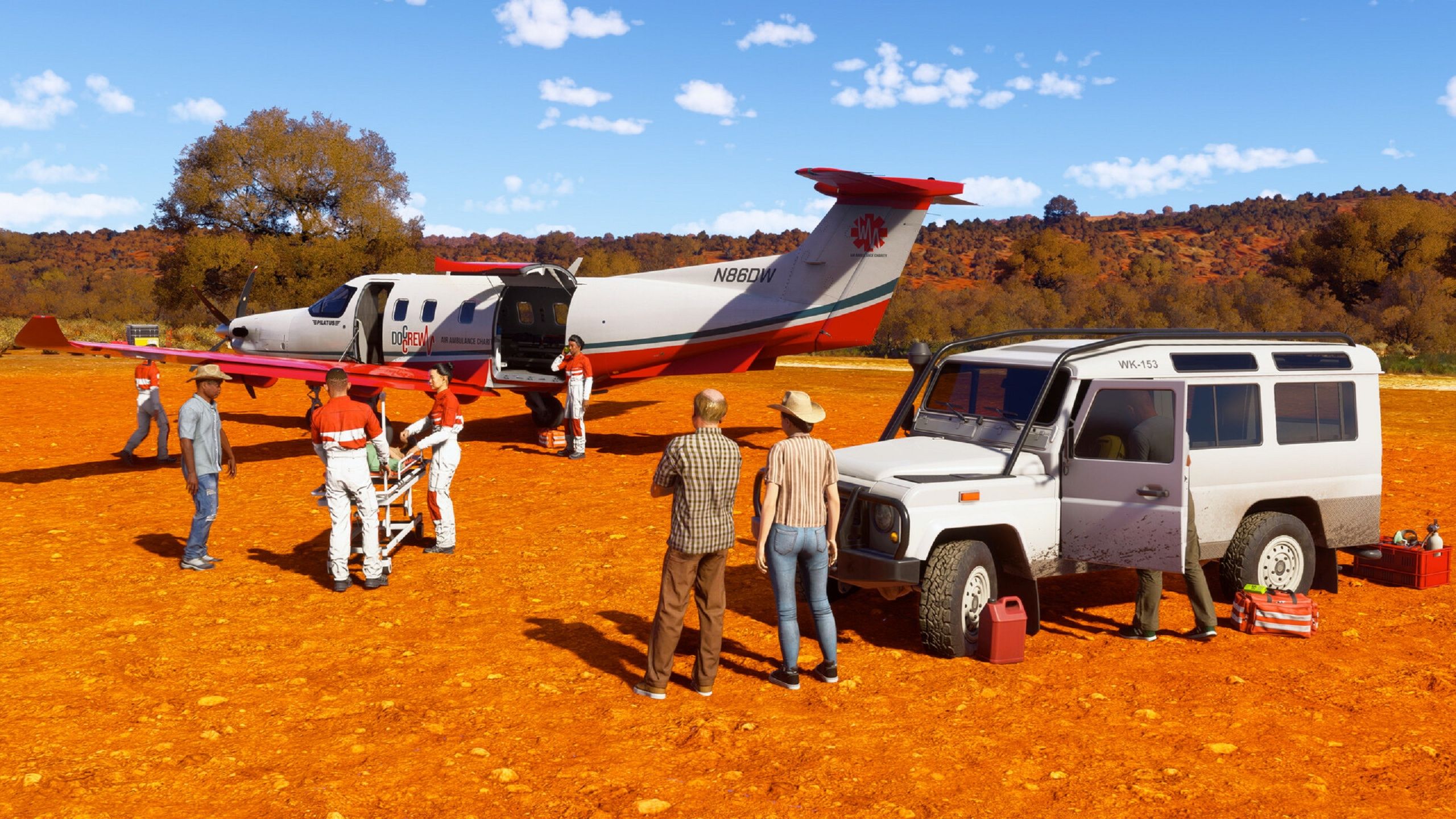 A desert landing in Microsoft flight Simulator 2024.