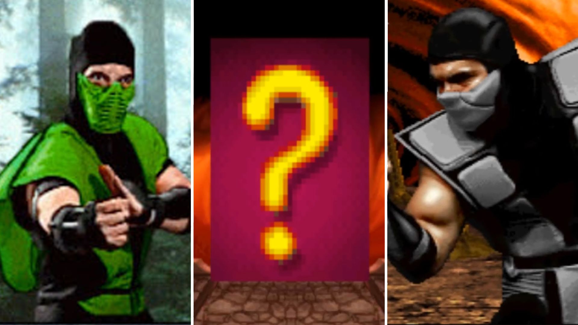 A combination of characters from Mortal Kombat and the Hidden Question Mark