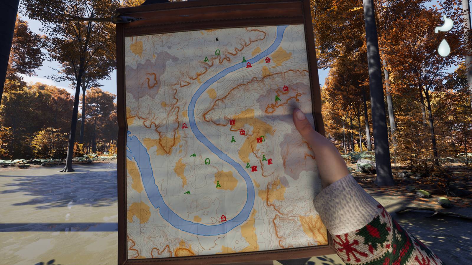 The player character holds up a map in Prologue: Go Wayback!